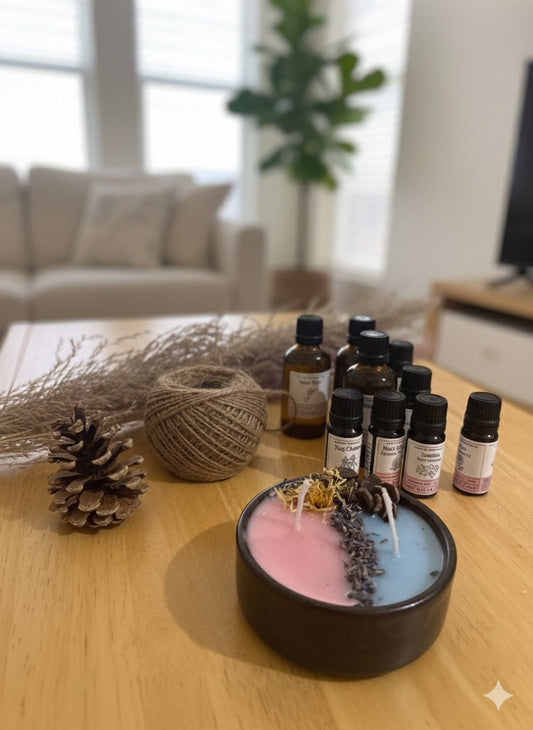 Kerasoy wax, lavender essential oil , pine flower and lavender other calendula flower 