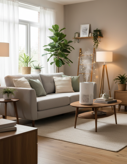 Compact air purifier for bedroom and living spaces"