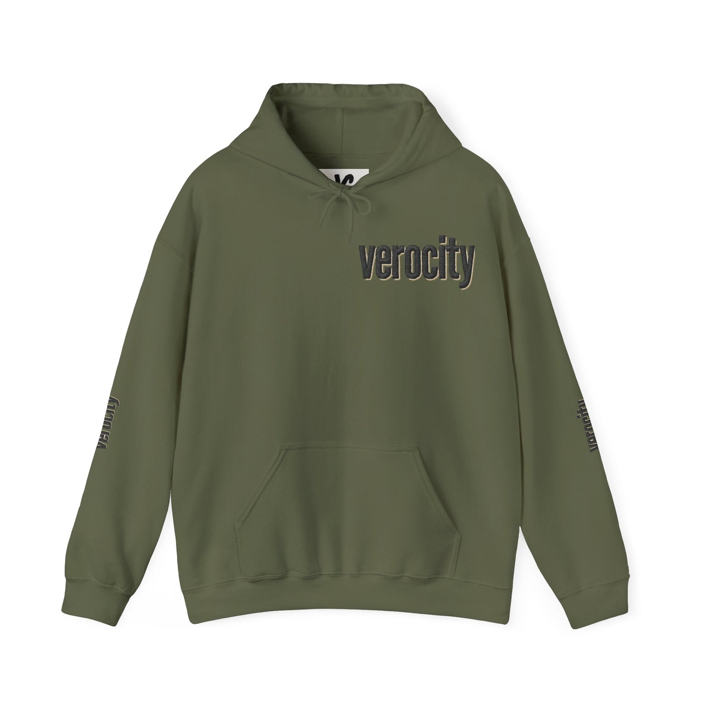 Symmetric World Design with Hidden Message- military Green front view 
