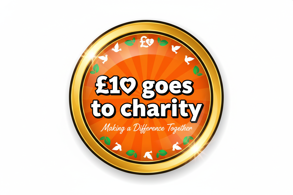 Bold £10 goes to charity sticker
