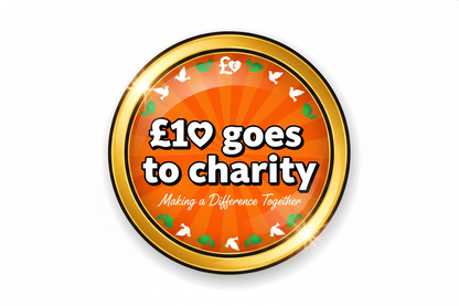 Bold £10 goes to charity sticker
