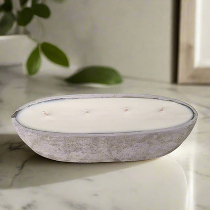 Multi Wick Concrete Oval Loaf Bowl Candle-2