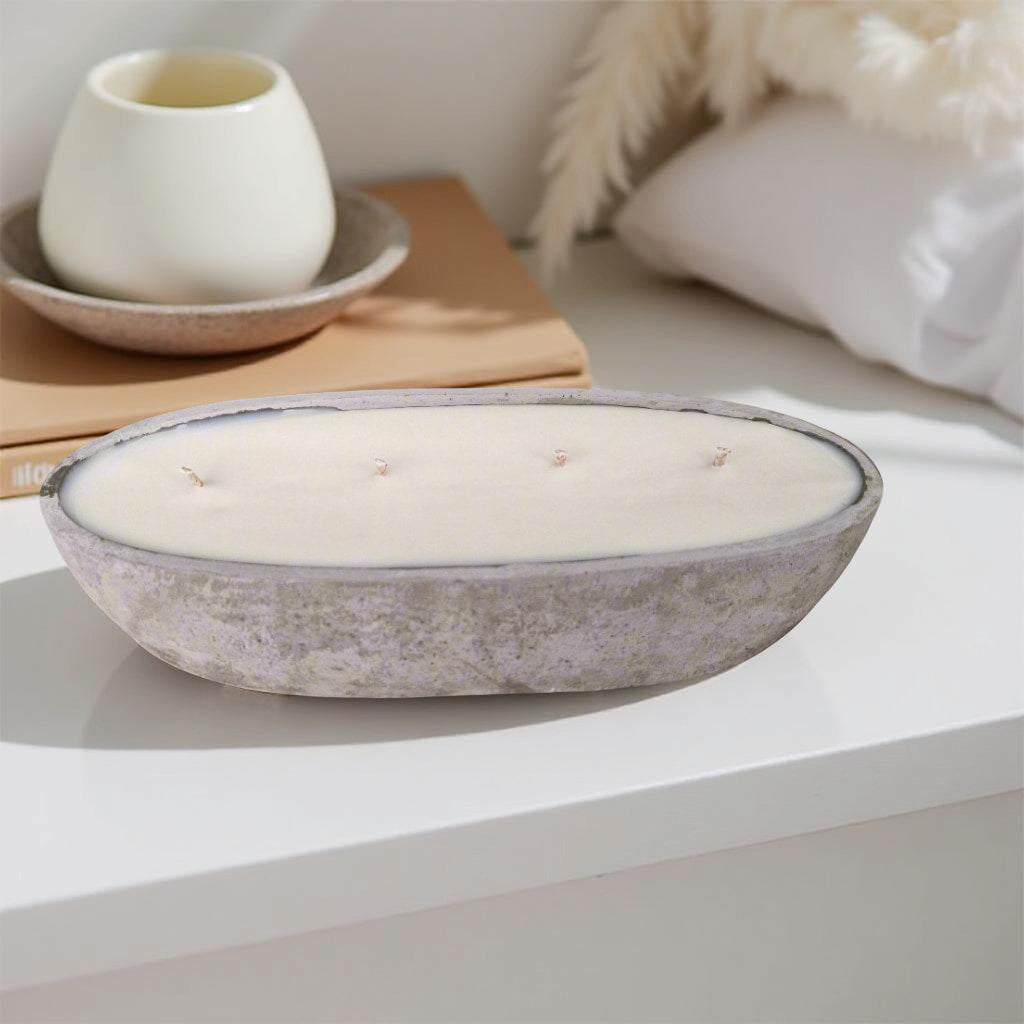 Multi Wick Concrete Oval Loaf Bowl Candle-0