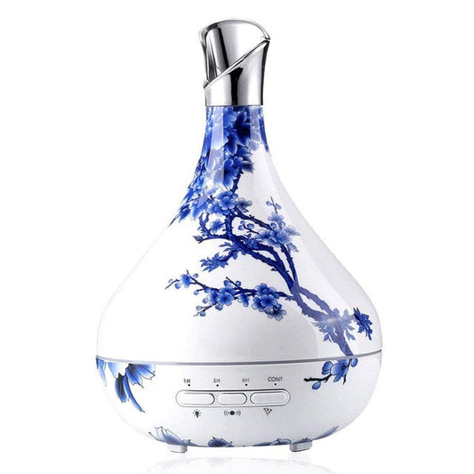 Smart Essential Oil Diffuser 300ml Cool Mist Humidifier Body Induction Auto Control,Time Setting Valentines  (Blue White Grain)-0